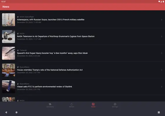 Rocket Watchr - SpaceX, NASA, android App screenshot 1