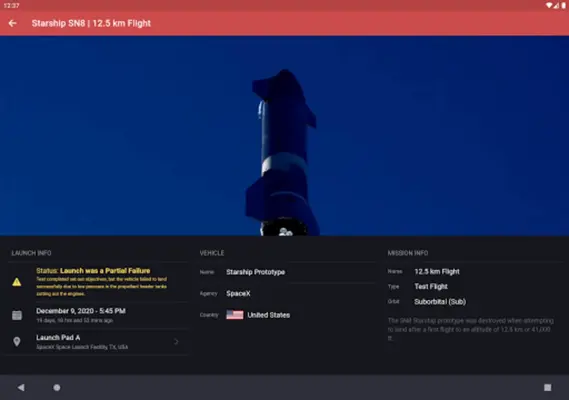 Rocket Watchr - SpaceX, NASA, android App screenshot 2